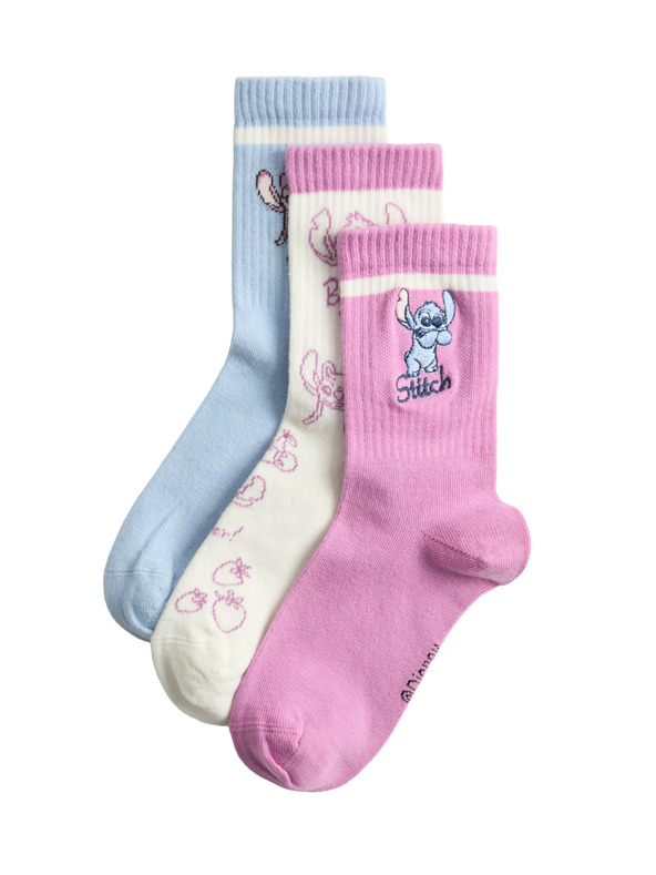 Marks & Spencer Ponožky Lilo & Stitch™, sada 3 párov (6 malé – 7 veľké) Marks & Spencer ružová
