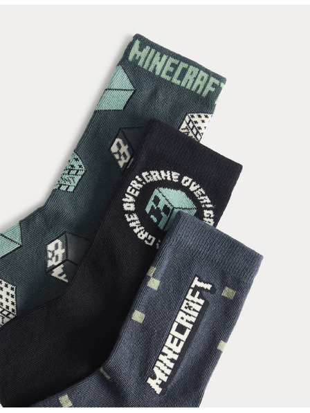 Marks & Spencer Ponožky Minecraft™ s vysokým podielom bavlny, 3 páry v balení (6 malé – 7 veľké) Marks & Spencer zelená