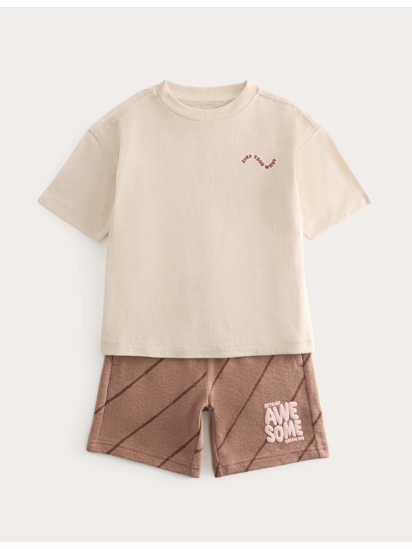 Marks & Spencer Dvojdielny komplet s grafikou, z čistej bavlny (2–8 rokov) Marks & Spencer hnedá