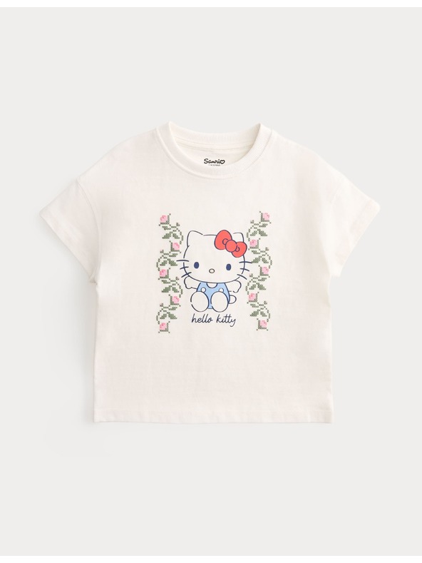 Marks & Spencer Tričko Hello Kitty™, čistá bavlna (2-8 rokov) Marks & Spencer sivobiela