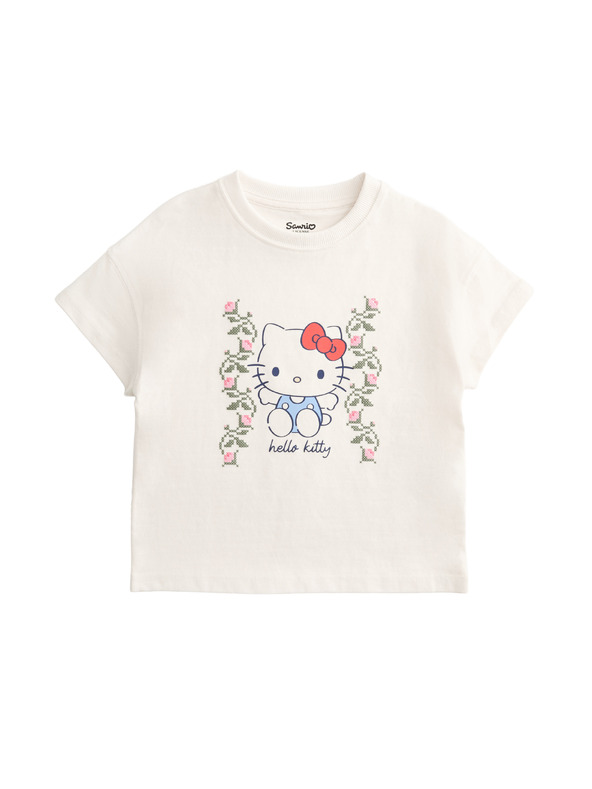 Marks & Spencer Tričko Hello Kitty™, čistá bavlna (2-8 rokov) Marks & Spencer sivobiela