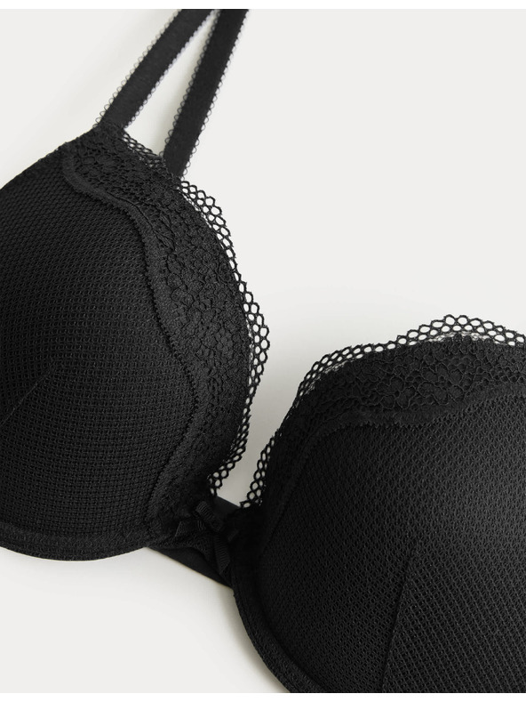 Marks & Spencer Čipková push-up dekoltová podprsenka Jasmine s kosticami, (vel. A–E) Marks & Spencer čierna