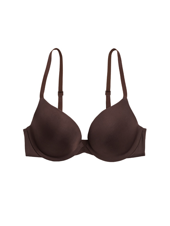 Marks & Spencer Neviditeľná Body Invisibles™ dekoltová push-up podprsenka s kosticami, (A–E) Marks & Spencer hnedá