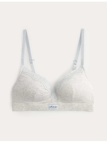 Marks & Spencer Bavlnená rebrovaná dekoltová podprsenka Juni bez kostic (A–E) Marks & Spencer sivá