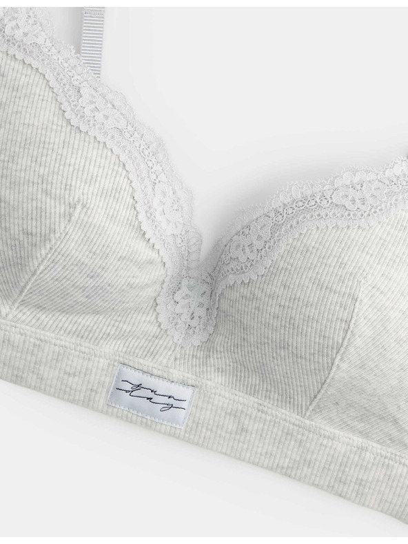 Marks & Spencer Bavlnená rebrovaná dekoltová podprsenka Juni bez kostic (A–E) Marks & Spencer sivá