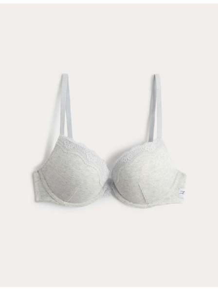 Marks & Spencer Bavlnená push-up podprsenka Juni pre hlboký dekolt, s kosticami (A-E) Marks & Spencer sivá