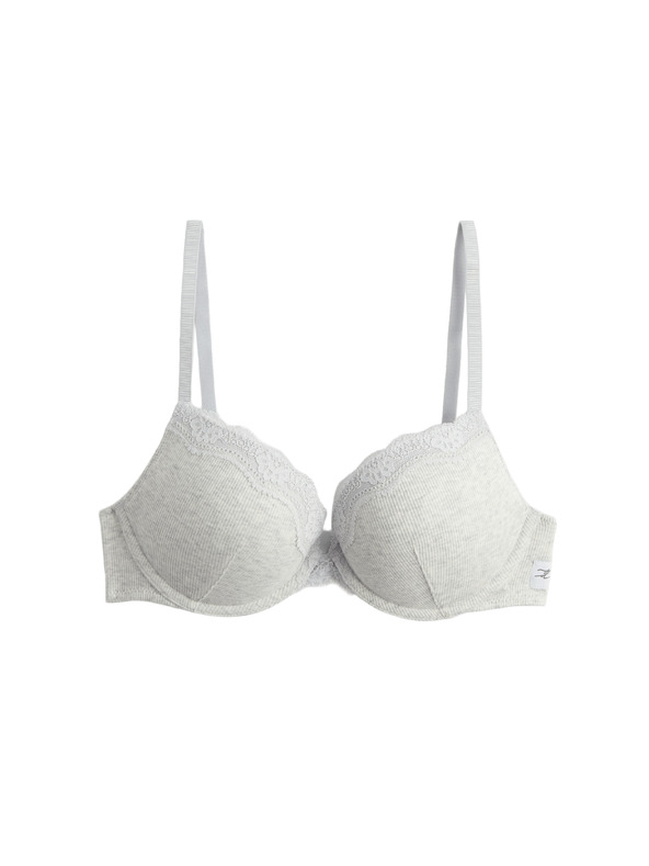 Marks & Spencer Bavlnená push-up podprsenka Juni pre hlboký dekolt, s kosticami (A-E) Marks & Spencer sivá