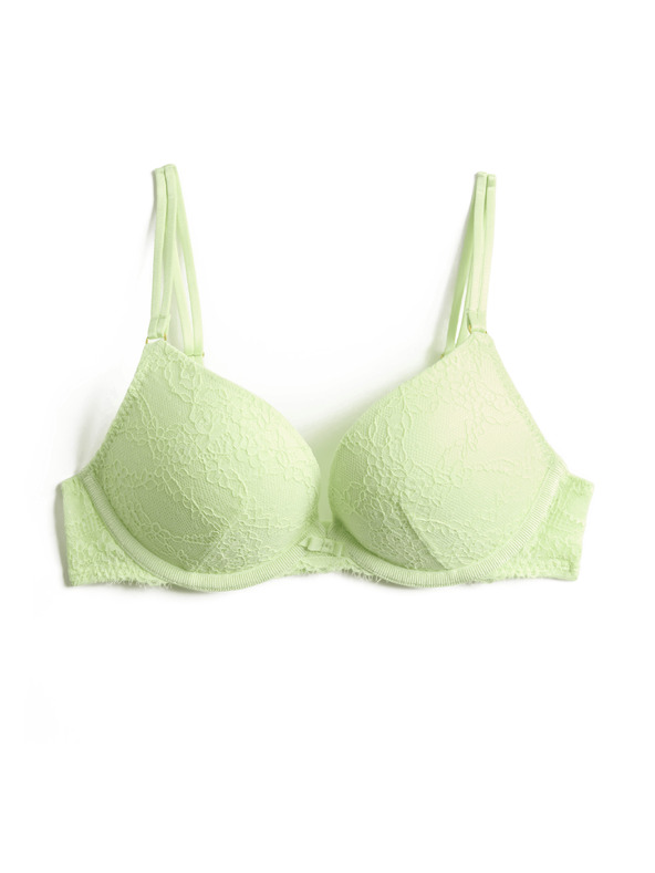 Marks & Spencer Čipková push-up dekoltová podprsenka Ida s kosticami (A–E) Marks & Spencer zelená