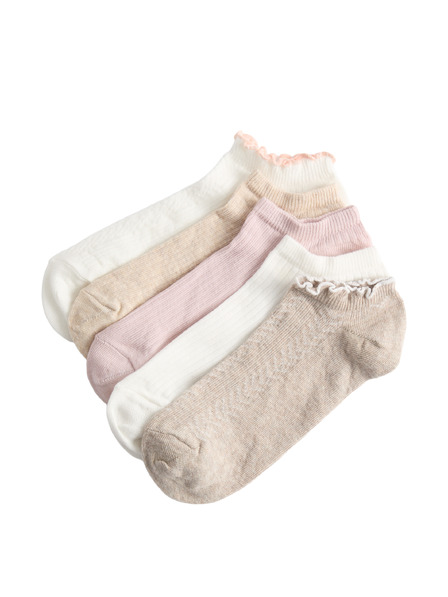 Marks & Spencer Vzorované krátke ponožky Trainer Liners™ s vysokým podielom bavlny, sada 5 párov Marks & Spencer ružová
