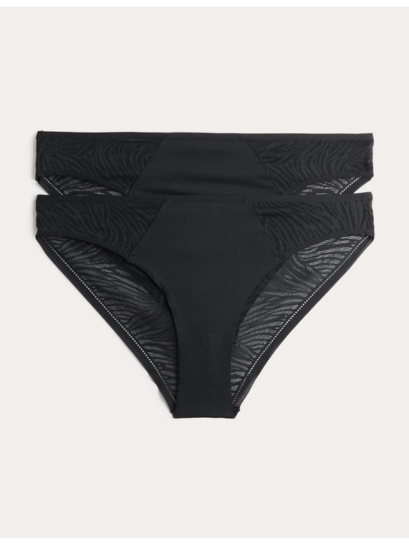 Marks & Spencer Balení 3 neviditeľných Body Invisibles™ čipkovaných brazílskych nohavičiek Marks & Spencer čierna
