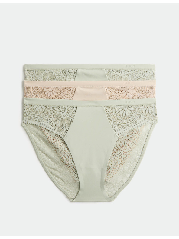 Marks & Spencer Vysoko strihované nohavičky Body Soft™, sada 3 ks Marks & Spencer zelená