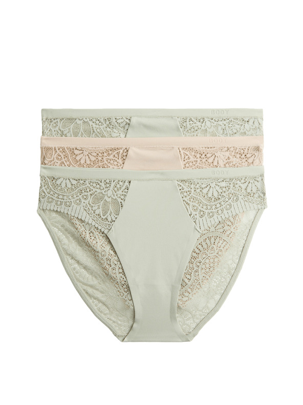 Marks & Spencer Vysoko strihované nohavičky Body Soft™, sada 3 ks Marks & Spencer zelená