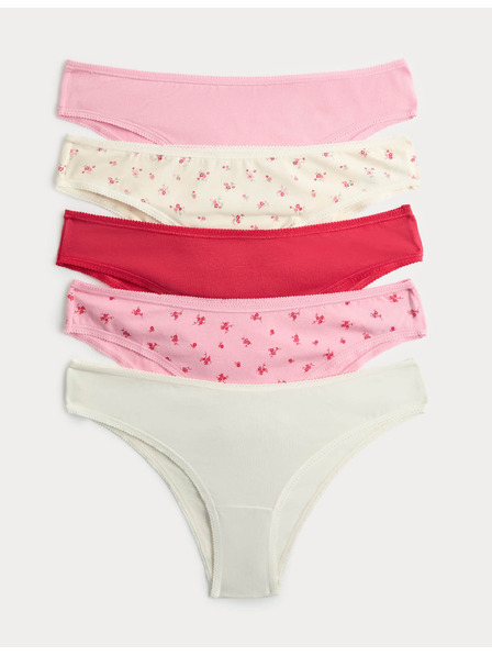 Marks & Spencer Brazílske nohavičky s vysokým podielom bavlny a materiálom Lycra™, 5 ks Marks & Spencer ružová