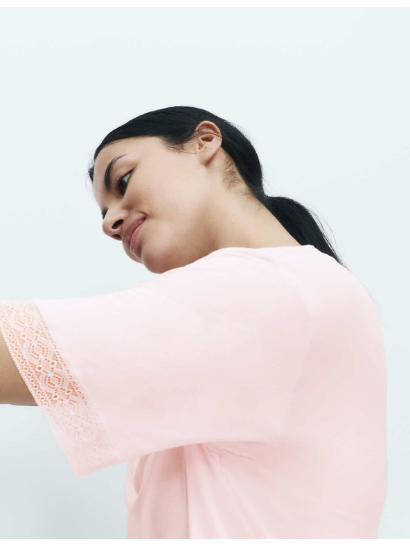 Marks & Spencer Nočná košeľa s čipkovým lemom Marks & Spencer ružová