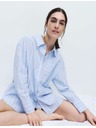 Marks & Spencer Pruhovaná nočná košeľa z popelínu a čistej bavlny Marks & Spencer modrá