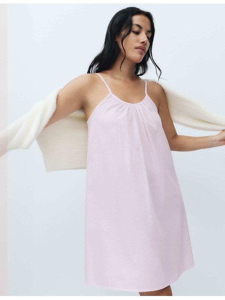 Marks & Spencer Krátka pruhovaná košieľka z čistej bavlny Marks & Spencer ružová