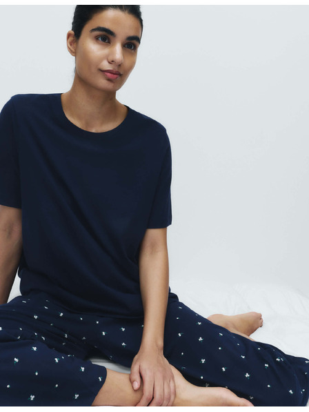 Marks & Spencer Skrátená pyžamová súprava z čistej bavlny s potlačou Marks & Spencer námornicka modrá