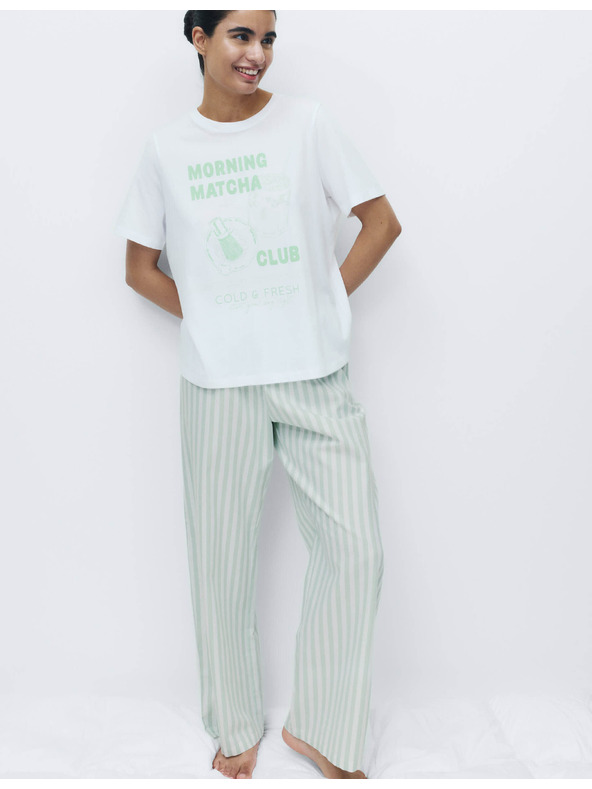Marks & Spencer Pyžamová súprava z čistej bavlny Marks & Spencer zelená