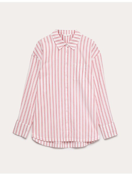 Marks & Spencer Pruhovaná pyžamová košeľa z čistej bavlny Marks & Spencer červená