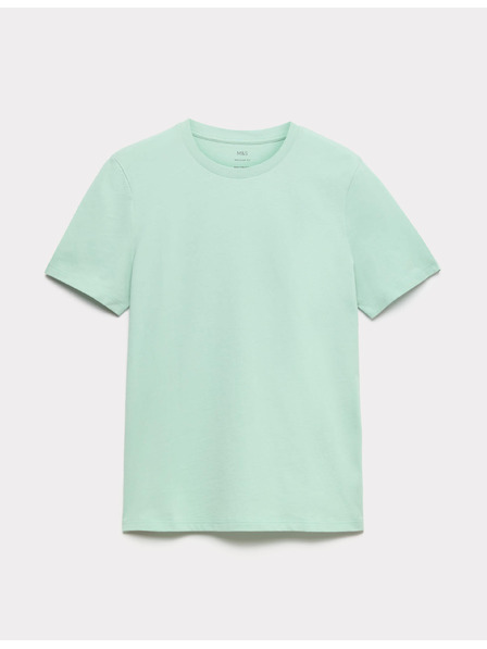 Marks & Spencer Tričko ku krku z čistej bavlny Marks & Spencer zelená