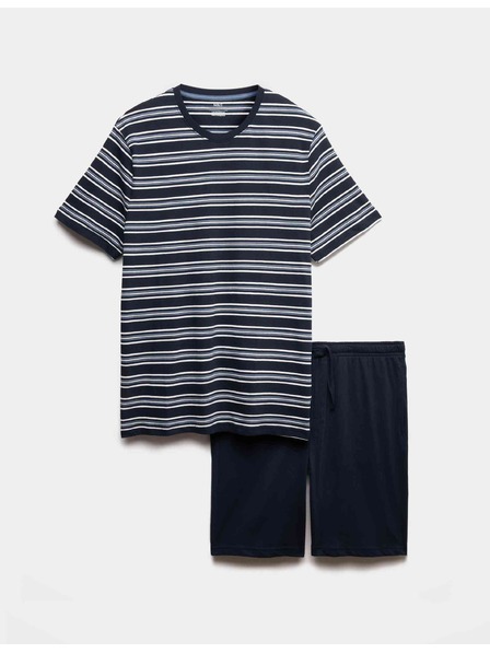 Marks & Spencer Pruhovaná pyžamová súprava z čistej bavlny Marks & Spencer námorná modrá