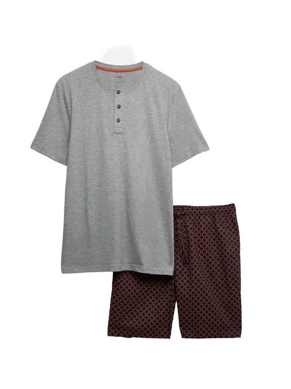 Marks & Spencer Pyžamový set zo 100% bavlny s geometrickou potlačou Marks & Spencer sivá