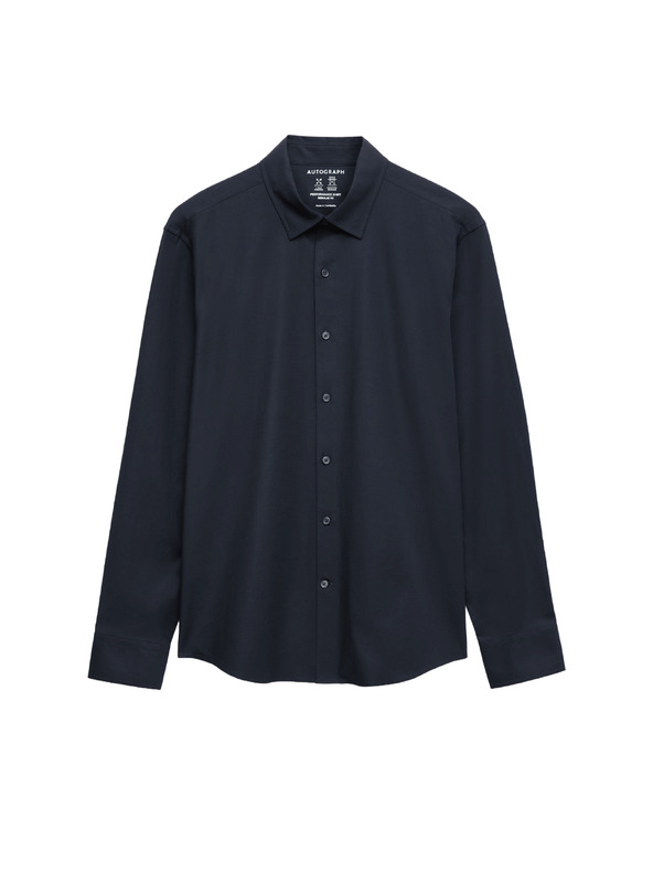 Marks & Spencer Elastická bavlnená košeľa klasického strihu s technológiou 360 Flex™ Marks & Spencer námornícka modrá