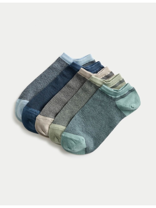 Marks & Spencer Športové ponožky Trainer Liners™ s technológiou Cool & Fresh™ a vysokým podielom bavlny, sada 5 párov Marks & Spencer viacfarebná