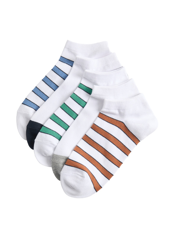 Marks & Spencer Krátke pruhované ponožky Trainer Liners™ s technológiou Cool & Fresh™ a vysokým podielom bavlny, sada 5 párov Marks & Spencer biela