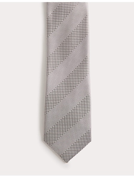 Marks & Spencer Textúrovaná pruhovaná kravata z čistého hodvábu Marks & Spencer sivá