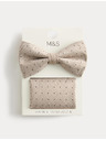 Marks & Spencer Sada bodkovaného motýlika a vreckovky Marks & Spencer béžová
