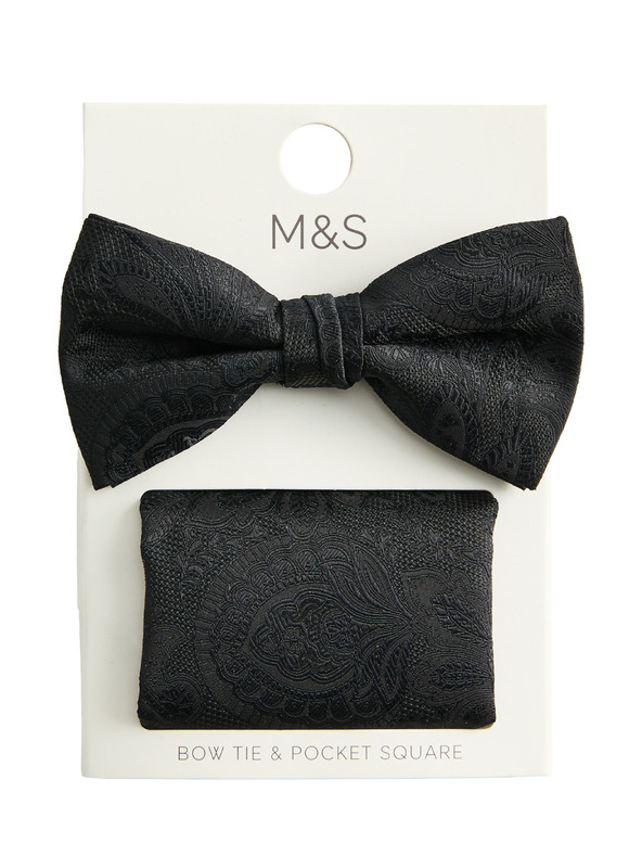 Marks & Spencer Sada motýlika a vázanky s kašmírovým vzorom Marks & Spencer čierna