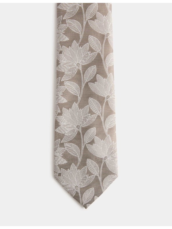 Marks & Spencer Kvetovaná kravata s ventilátorom Marks & Spencer krémová