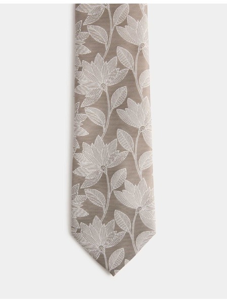 Marks & Spencer Kvetovaná kravata s ventilátorom Marks & Spencer krémová