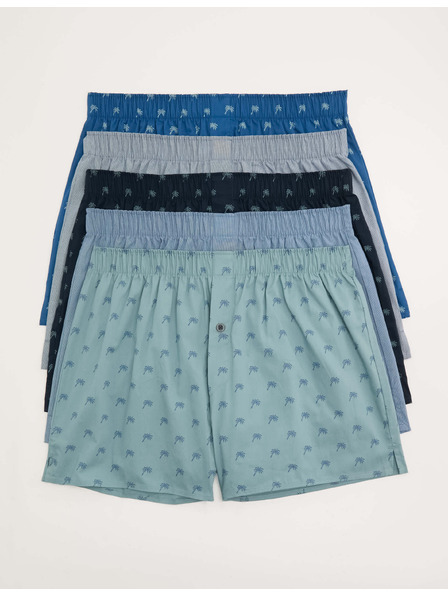 Marks & Spencer Boxerky z čistej bavlny s potlačou paliem, 5 ks Marks & Spencer modrá