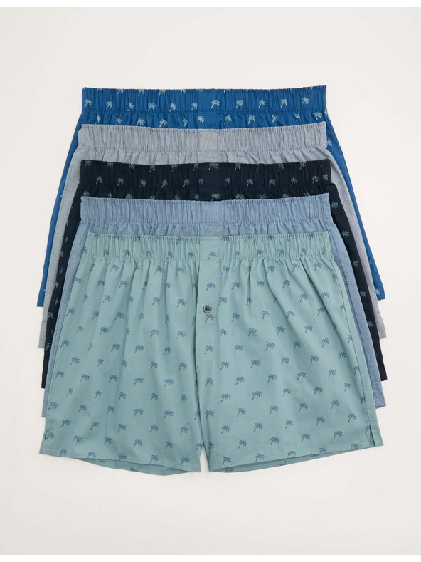 Marks & Spencer Boxerky z čistej bavlny s potlačou paliem, 5 ks Marks & Spencer modrá