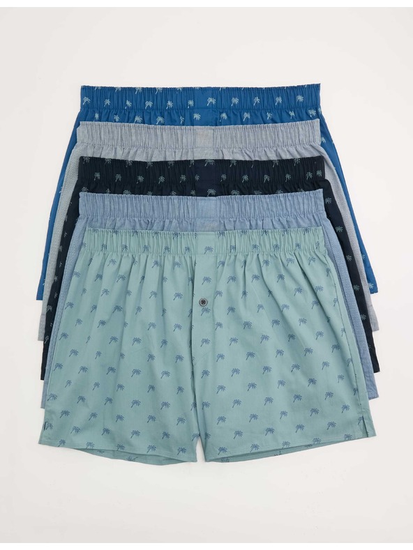 Marks & Spencer Boxerky z čistej bavlny s potlačou paliem, 5 ks Marks & Spencer modrá