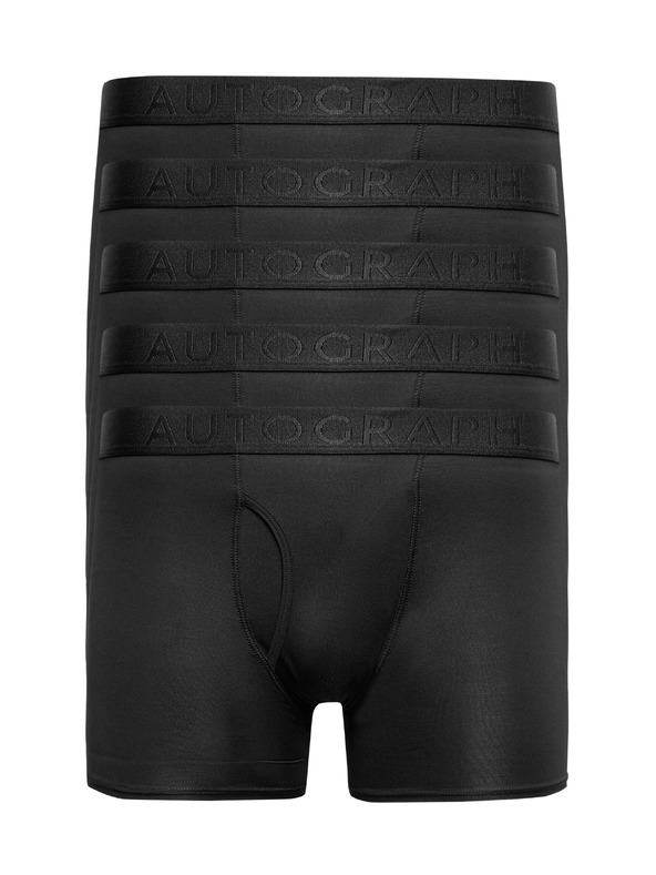 Marks & Spencer Pruhované trenýrky Microskin, sada 5 ks Marks & Spencer čierna