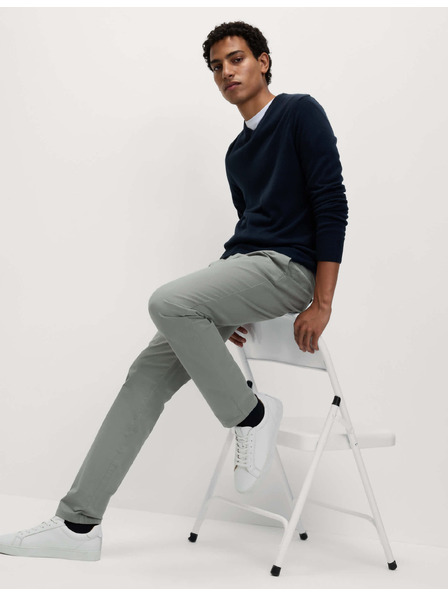 Marks & Spencer Strečové chino nohavice slim fit Marks & Spencer sivé
