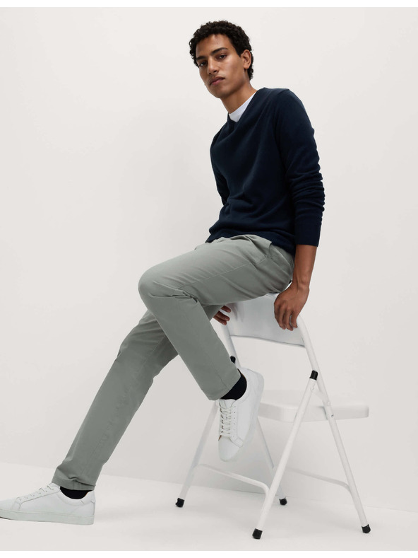 Marks & Spencer Strečové chino nohavice slim fit Marks & Spencer sivé