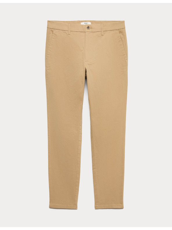 Marks & Spencer Strečové chino nohavice slim fit Marks & Spencer béžová