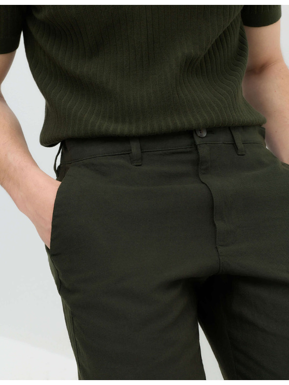 Marks & Spencer Chino nohavice zo zmesi ľanu, normálny strih Marks & Spencer zelená