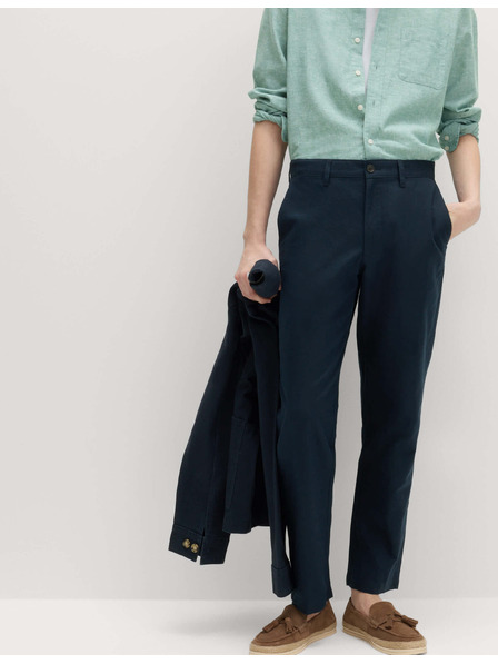 Marks & Spencer Chino nohavice zo zmesi ľanu, regular fit Marks & Spencer námornícka modrá