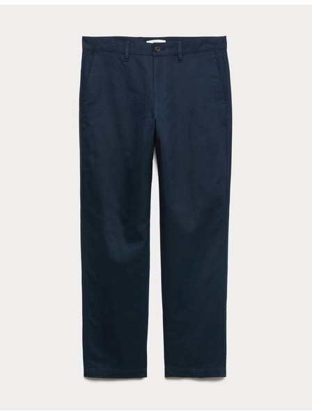 Marks & Spencer Chino nohavice zo zmesi ľanu, regular fit Marks & Spencer námornícka modrá
