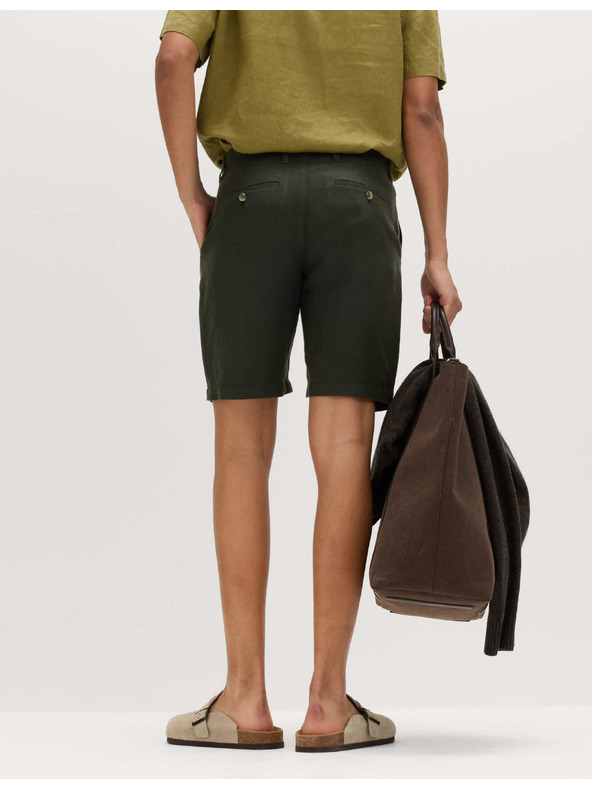 Marks & Spencer Chino šortky, zo zmesi ľanu Marks & Spencer zelená