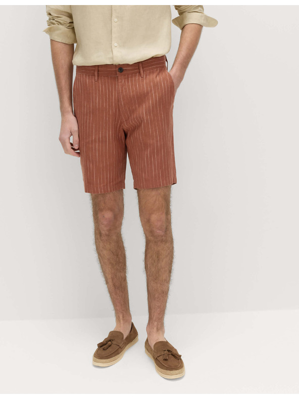 Marks & Spencer Chino šortky, zo zmesi ľanu Marks & Spencer hnedá