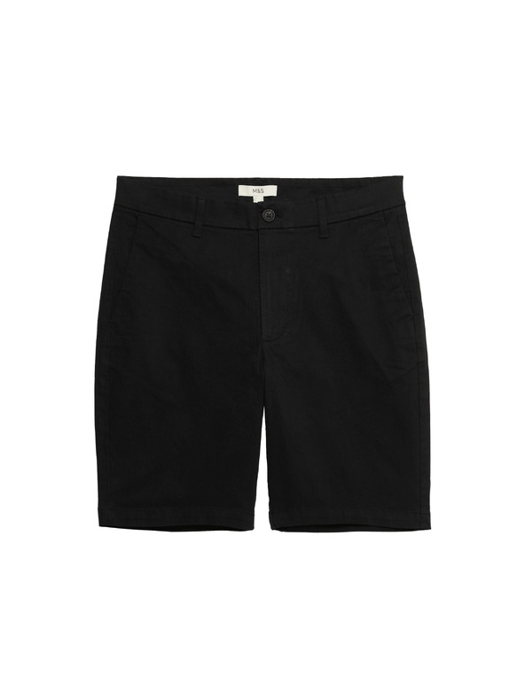 Marks & Spencer Strečové chino šortky, normálny strih Marks & Spencer čierna