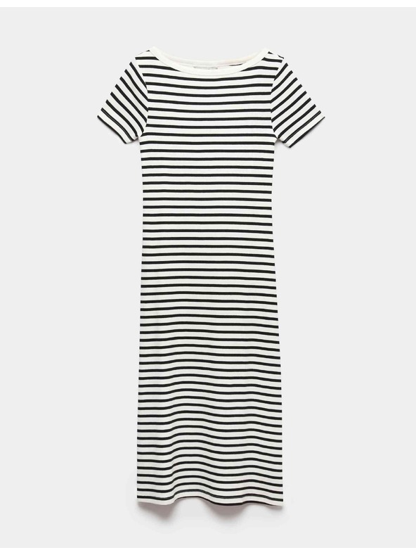 Marks & Spencer Pruhované midi puzdro šaty s vysokým podielom bavlny Marks & Spencer čierna