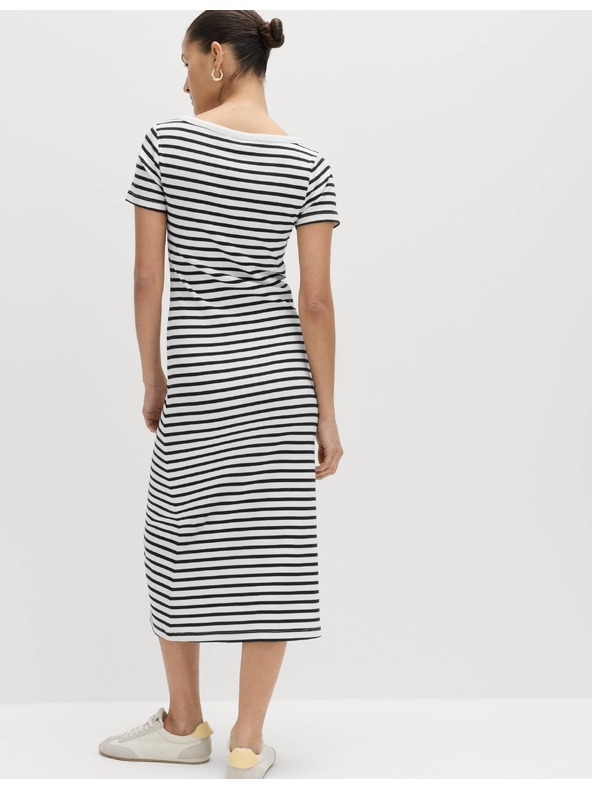 Marks & Spencer Pruhované midi puzdro šaty s vysokým podielom bavlny Marks & Spencer čierna
