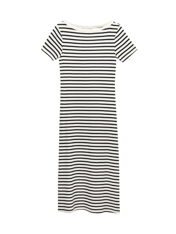 Marks & Spencer Pruhované midi puzdro šaty s vysokým podielom bavlny Marks & Spencer čierna